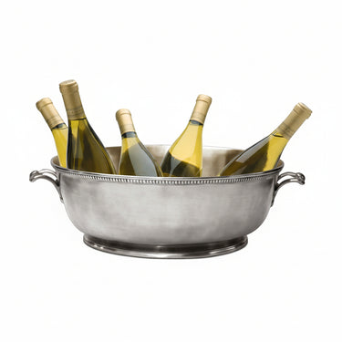 Cosi Tabellini BAIOCCO Schale, Sektkühler oder Champagnerkühler mit Fuss 44 x 36 x 16 cm Zinn