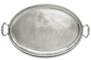 Cosi Tabellini LORETO Tablett oval mit Henkel aus Zinn 52 x 36,5 cm