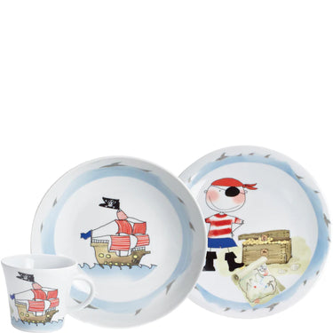 Kahla Kids Kindergeschirr Set - Kahla Porzellan Schatzpirat 3 tlg. KAHLA Kids - Kahla Porzellan Schatzpirat 3 tlg. Kinderset KAHLA Kids - Kindergeschirr | Kahla Porzellan - exklusiv und hochwertig | SmacoGlas