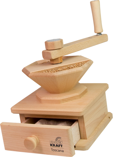Kornkraft Toscana Handgetreidemühle – Modell aus Buche, kompakt und kraftvoll für traditionelles Mahlen zuhause