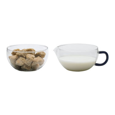 Trendglas Jena MIKO Zuckerschale und Sahnegießer blau Set passend als Skandinavisches Geschirr mit zeitlosem Design
