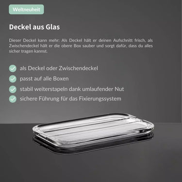 Flache Aufschnittbox aus Glas mit Deckel aus Glas - stapelbar - smacuglas.comckel | Glas SmacoGlas - exklusiv und hochwertig | SmacoGlas