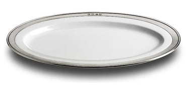 Cosi Tabellini CONVIVO 
Servierplatte oval (27 × 20 cm) – klassische Keramikplatte mit Zinnrand aus der CONVIVO-Serie