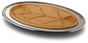 Cosi Tabellini Servierplatte ETRURIA oval und passendem Schneidebrett Kischenholz und Zinn