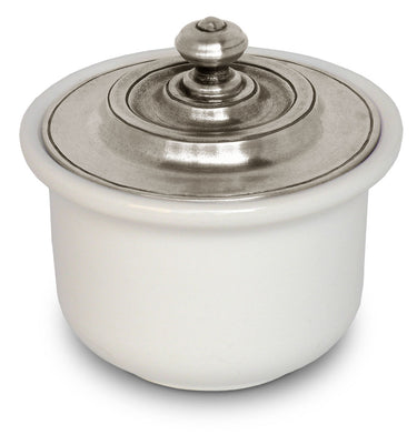 Cosi Tabellini CONVIVO 
Zuckerdose mit Deckel (9,5 cm) – CONVIVO-Serie aus Keramik und Zinn im eleganten Landhausstil
