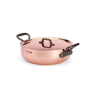de Buyer PRIMA MATERA Tradition Konischer Bratentopf Kupfer Ø28cm mit Deckel aus Kupfer & mit Gusseisengriffen
