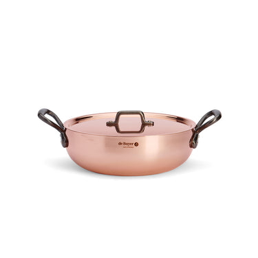 de Buyer PRIMA MATERA Tradition Konischer Bratentopf Kupfer Ø28cm mit Deckel aus Kupfer & mit Gusseisengriffen