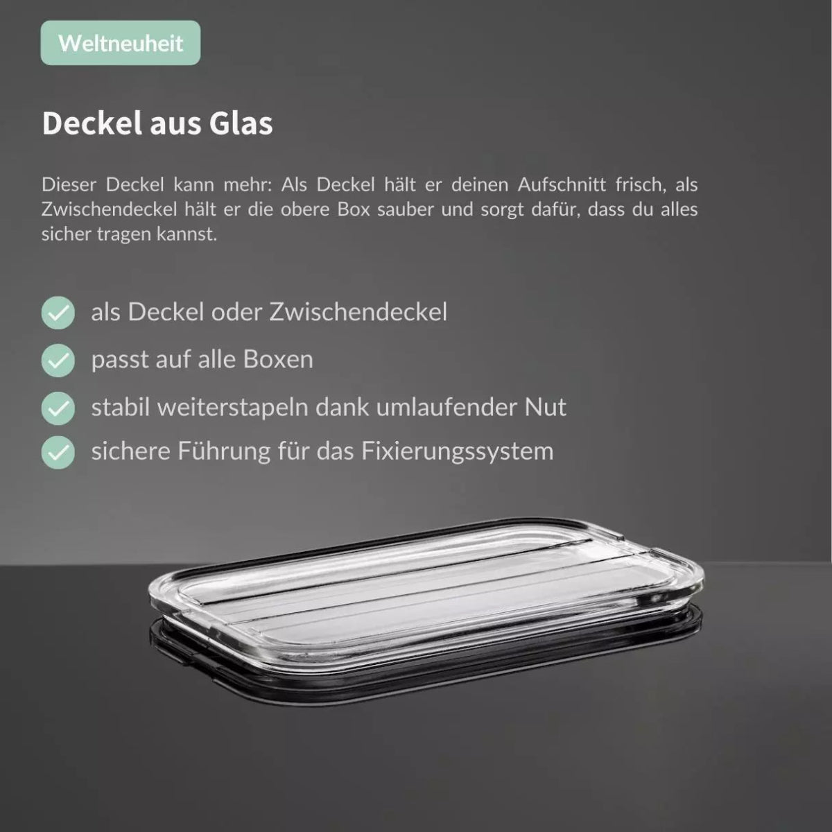 Flache Aufschnittbox aus Glas mit Deckel aus Glas - stapelbar - smacuglas.comckel | Glas SmacoGlas - exklusiv und hochwertig | SmacoGlas