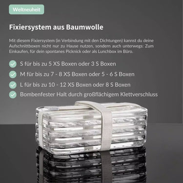 Sicheres Fixiersystem für deine Aufschnittbox aus Glas - SmacoGlas Fixiersystem | Tragebänder SmacoGlas - exklusiv und hochwertig | SmacoGlas